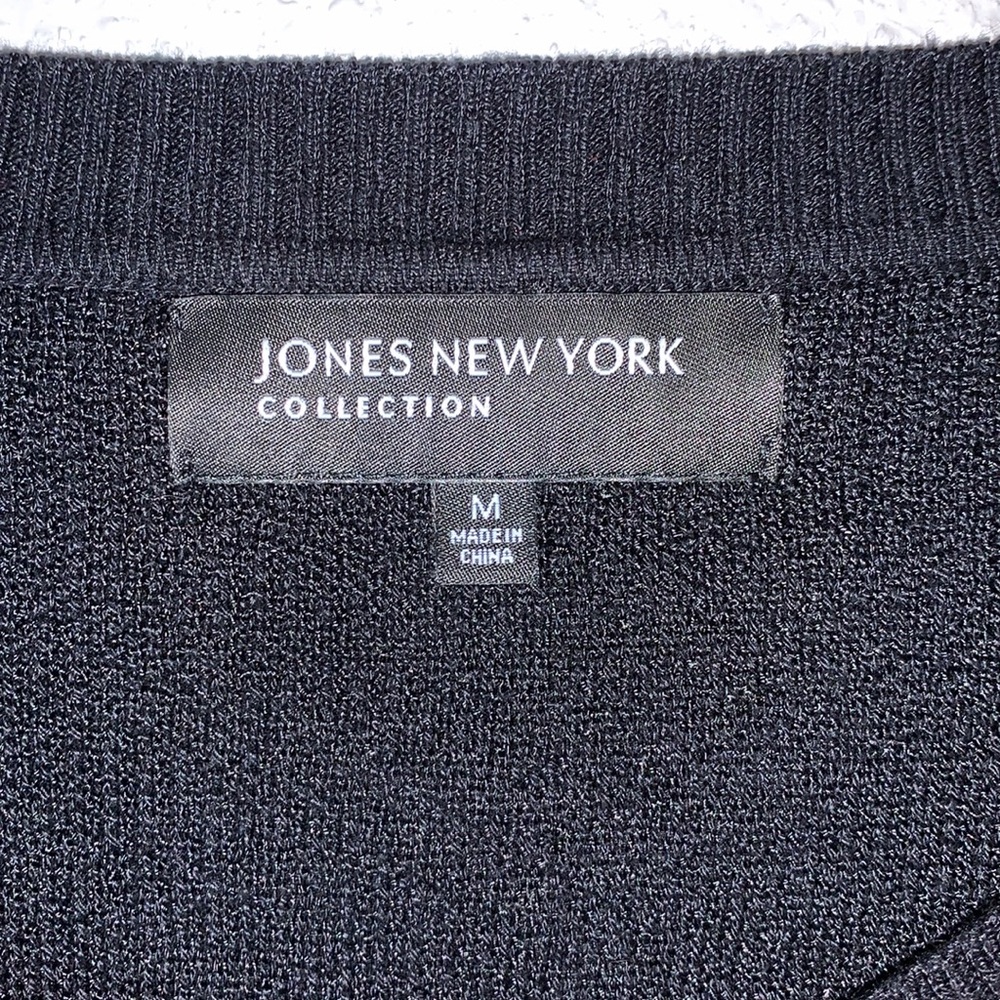 Vintage Jones N.Y. black shirt sleeve cardigan textured knit design cottagecore - Picture 10 of 14
